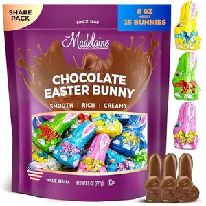 Madelaine Easter Candy 26 Premium Milk Chocolate Bunny Wrapped In 6 Different Color Foils - 8 oz Chocolate Candy Easter Basket Stuffers