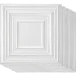 30 Pcs 12 x 12 Inch PVC Drop Ceiling Tiles, Glue-up Cuttable Paintable DIY 3D Decorative Wall Panels for Bathroom Interior Kitchen TV Background (White)