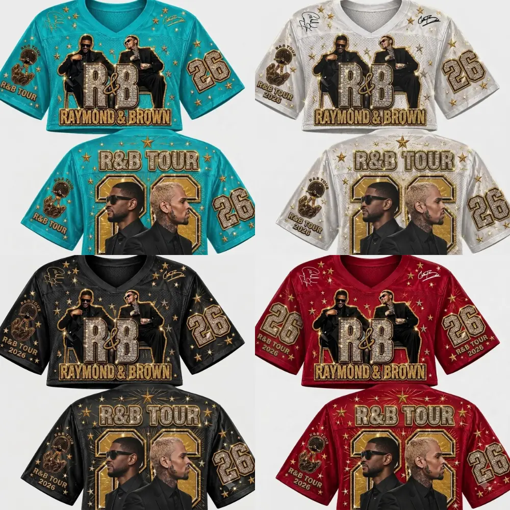 The R&B Tour Raymond And Brown Tour Crop Jersey, Bold 26 Portrait Print in Multiple Colors, Ideal Gift for Music Lovers