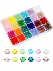 2400pcs/200pcs Multifaceted Glass Crystal Beads Set, Colorful Ab Crystals, Spacer Beads, Jewelry Making, Bracelets, Rings, Necklaces, 24 Colors, 4mm, DIY Beads, Beads Mix