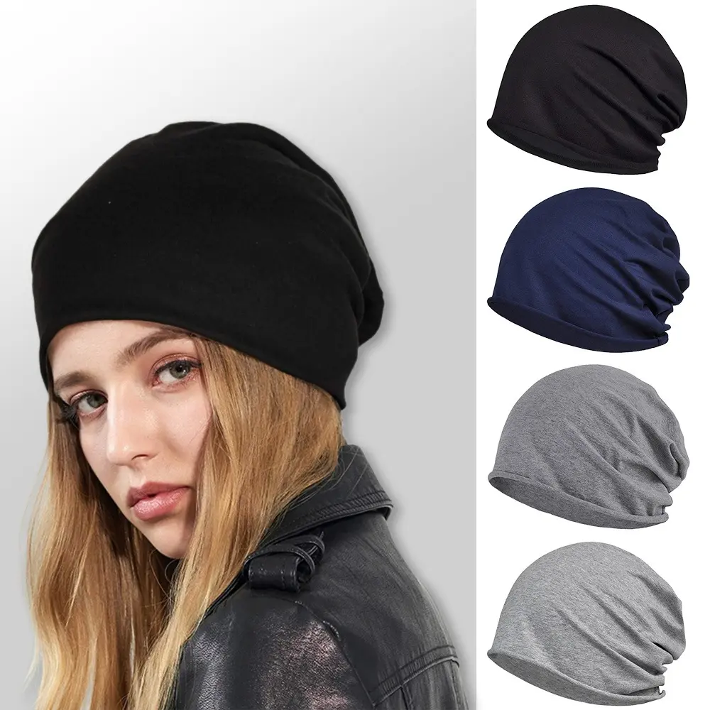 4pcs Soft Blend Beanies for Men & Women - Lightweight, Breathable Brimless Skull Caps, Perfect for Running, Outdoor Activities & Casual Wear, Summer Headgear | Slouchy Beanie Style | Breathable Fabric, Knitted Beanie