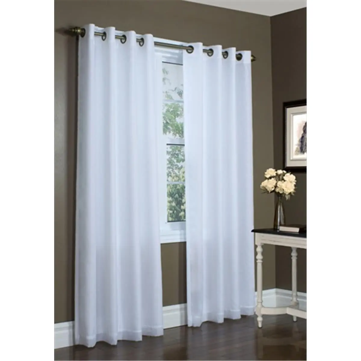 212 MAIN Rhapsody Thermavoile Grommet Curtains, Lined Insulating Panels for Baby Room Privacy, 104 x 63 in, White
