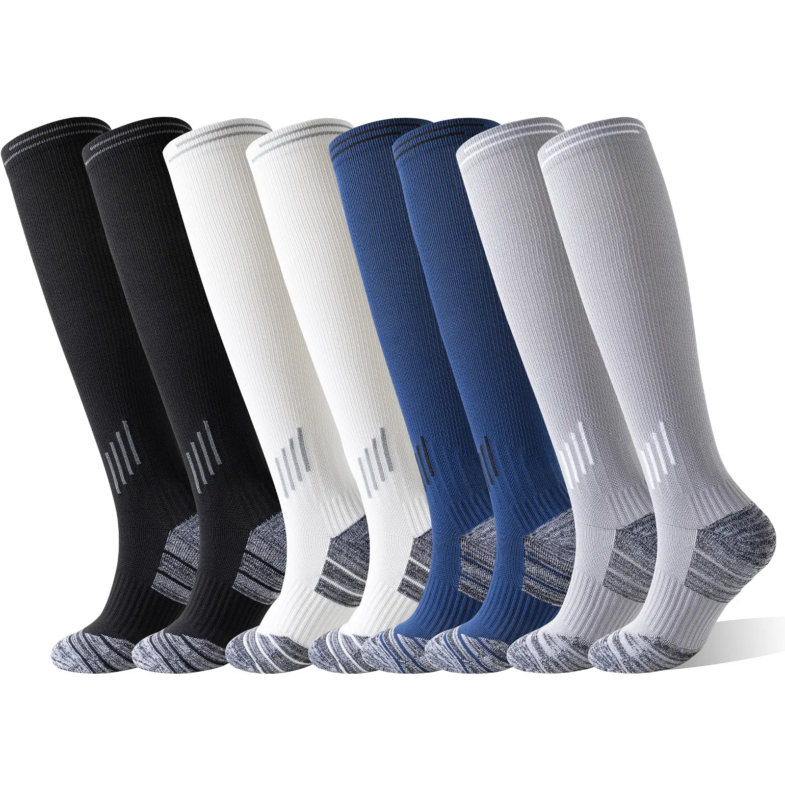 8 Pairs Compression Socks Cozy Cushioned Moisture Wicking For Women And Men Circulation Support Socks For Athletic, Daily, Travel, Running, Climbing, Hiking & Sport