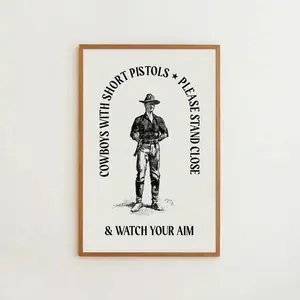 Bathroom Cowboy Art Print Bathroom Wall Decor Guest Bathroom Western Style Poster Mens Room Funny Bathroom Sign Retro Toilet Humor Poster NO FRAME