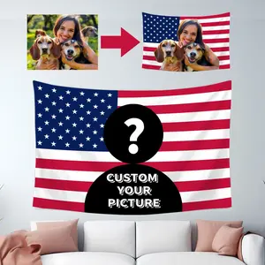 1 Piece Custom Pink or Blue US American Flag Polyester Tapestry - Personalized Image Design Wall Art, Backdrop for College Dorm, Living Room Home Decor