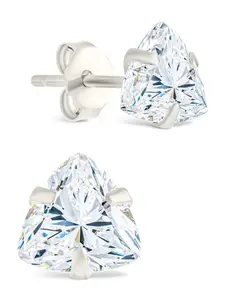Sterling Silver Trillion Cut Prong Set Stud Earrings