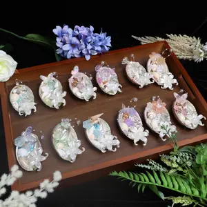 Handmade Seashell Fridge Magnet Coastal Mermaid Decor with Embellishments and Pearls for Nautical Themed Home Decor Unique Coastal Charm Easy to Use Versatile Decor