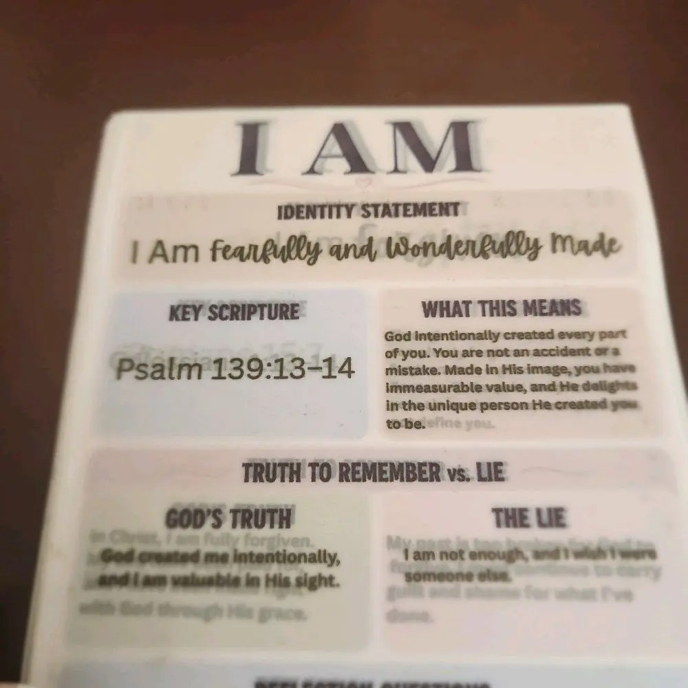 .Identity in Christ Bible Inserts | 30 Bible Study Inserts | Vellum or Premium Paper