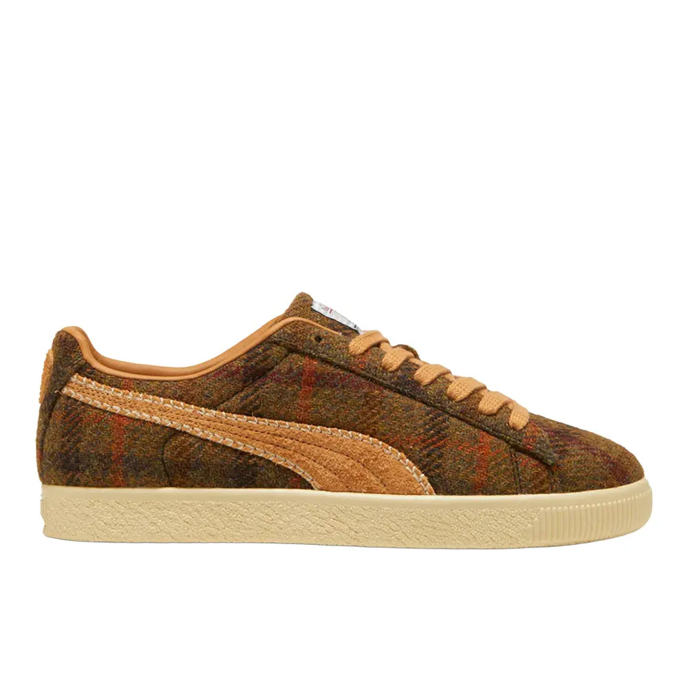 PUMA Mens Clyde Harris Tweed Lace Up Sneakers Shoes Casual - Beige