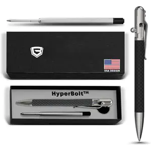 (R) Luxury Slim Bolt Action Pen, EDC Pen with Fine Tip, Professional Ballpoint Pen for School and Work - Carbon Fiber-Stainless Steel