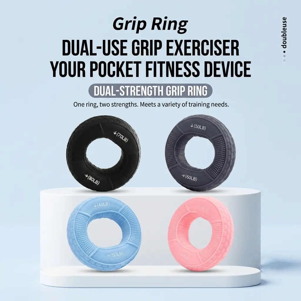 Silicone Grip Strengthener Ring - 2-in-1 Dual-Resistance Compact Hand Exerciser with 4 Levels, Portable Forearm Trainer for Workout & Rehab, Strength Training Fitness Equipment, Hand Strengthening Devices, Exercise Equipment, Ring Shape, Portable Grip, Po