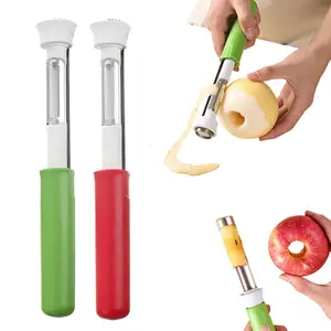 2 in 1 Apple Corer and Peeler, Apple Core Removal Tool, Stainless Steel Fruit Corer, Apple Seed Remover for Cored Apples, Pears, Bell Peppers and Cakes, Kitchen Gadget for Fruit and Vegetable-YY