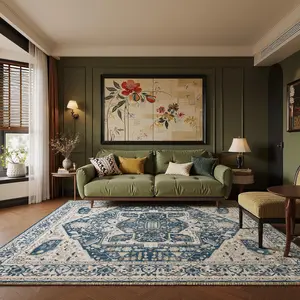 【New Year Haul】Raybee Furniture Bohemian Style Machine Washable Rug, Non-Slip TPE Backing, Soft Low-Pile Rug, Suitable for Living Room, Bedroom, and Kitchen, Easy to Care for and Stain Resistant, Home Decor