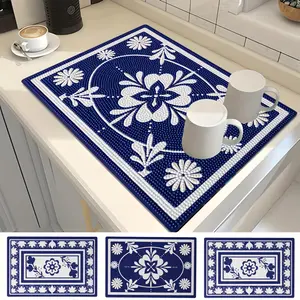 4pcs DIY Diamond Painting Placemats Nordic Style 11.81x7.87in Heat-resistant Non-slip for Family Gatherings Indoor Restaurants Kitchen Parties Table Decorations Gifts Leather Tableware