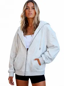 FireSwan Oversized Zip Up Hoodies for Women Long Sleeve Sweatshirts Y2K Casual Track Jackets with Pockets