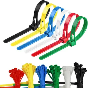 Reusable Zip Ties, 100pcs Colored Zip Tie Heavy Duty Outdoor Small Cable Ties, Releasable Tie Wraps, Wire Ties Removable for Cord Management (8 Inch)