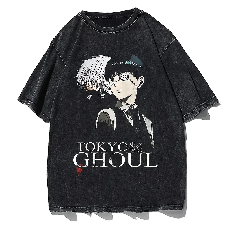 Two Faces Of Kaneki Ken Washed Tee Dark Aesthetic Tokyo Ghoul Anime Graphic Shirt