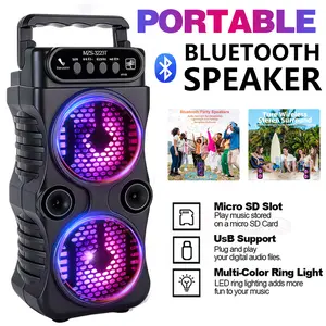 Portable Wireless Bluetooth Speaker Compact Speaker with Big Sound Dual RGB Colorful Speaker Lights Supports USB TF Card & Type-C Charging Ideal for Casual Music/Outdoor Travel/Camping/Indoor Entertainment btspeaker
