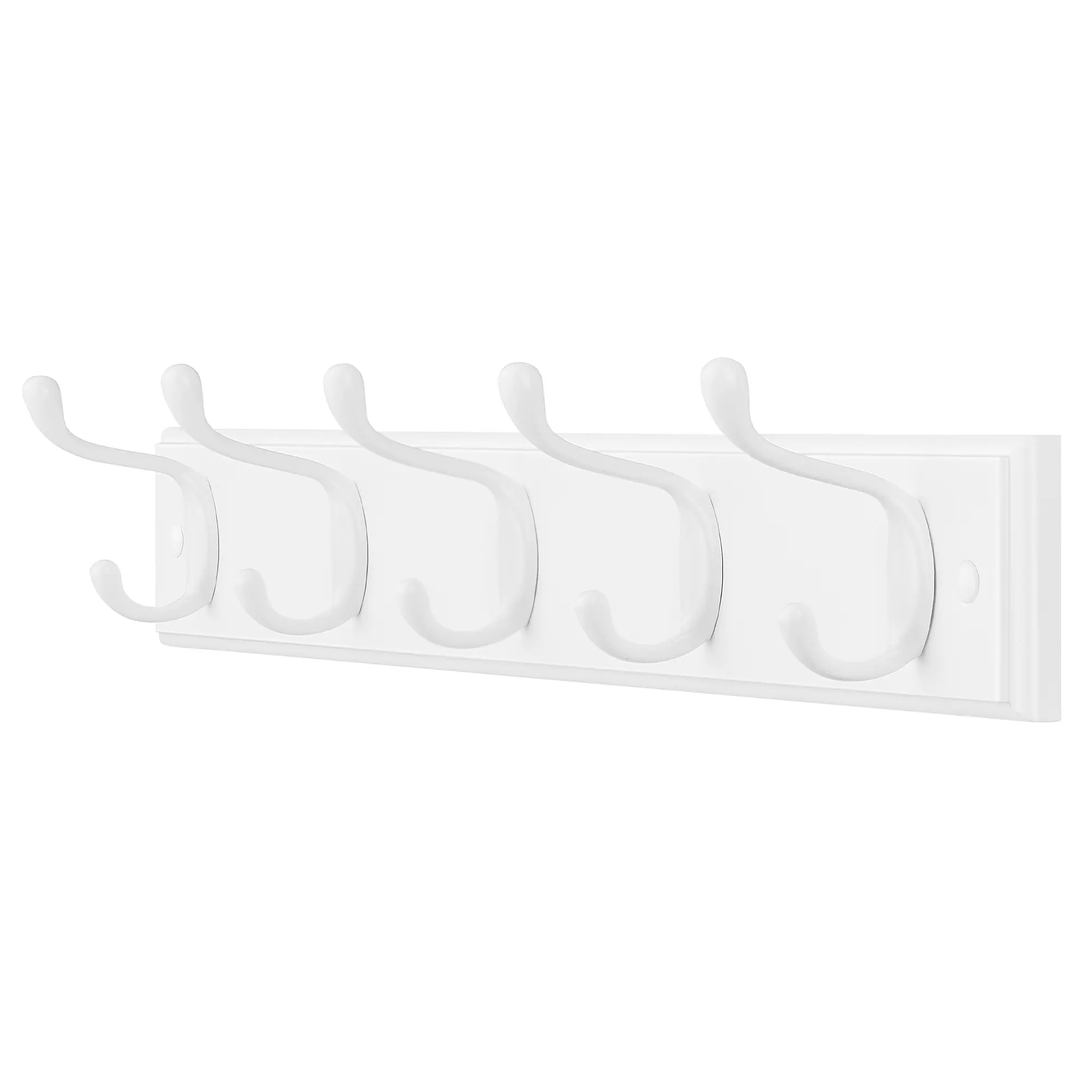 SONGMICS Wall-Mounted Coat Rack, Hook Rack,  Dual Metal Hooks, White | For Coats, Bags, Keys, in the Entryway, Bedroom, Living Room