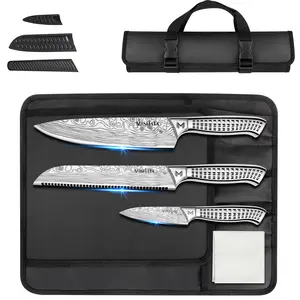 MOSFiATA 6pcs knife set，Japanese Stainless Steel Knife Sets for Kitchen with Oxford cloth storage bag Dishwasher Safe, For Outdoor Block