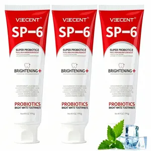 Veecent SP-6 Bright White Toothpaste, Probiotic Oral Care for Enamel Repair & Long-Lasting Fresh Breath, 4.9oz
