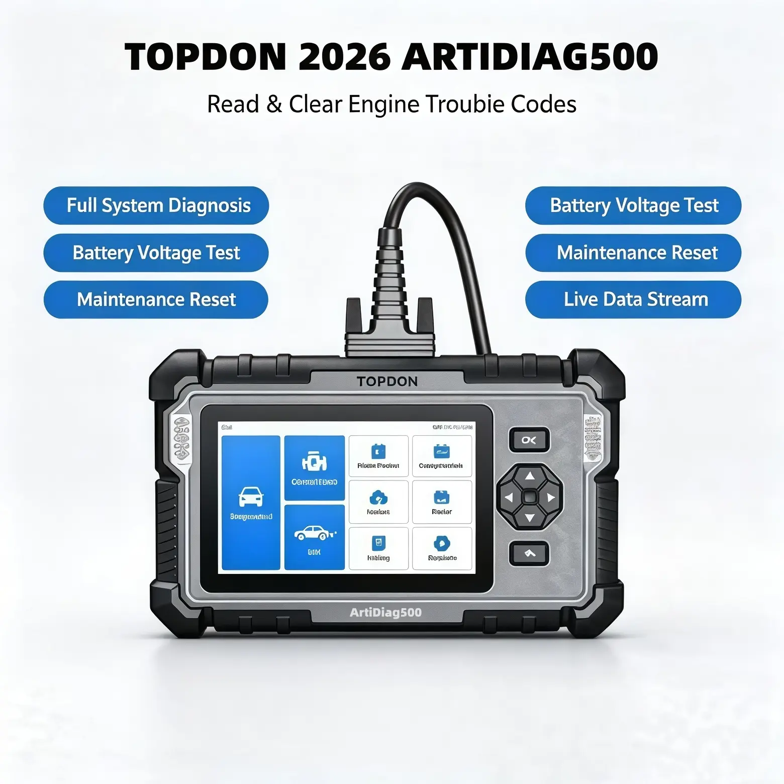 TOPDON AD500 Oil Car Diagnostic Tool OBD2 Scanner SRS ABS ENGINE AT Code Reader Hardware Portable car  reader scaner  para  diagnosticar  auto repair guide Automotive