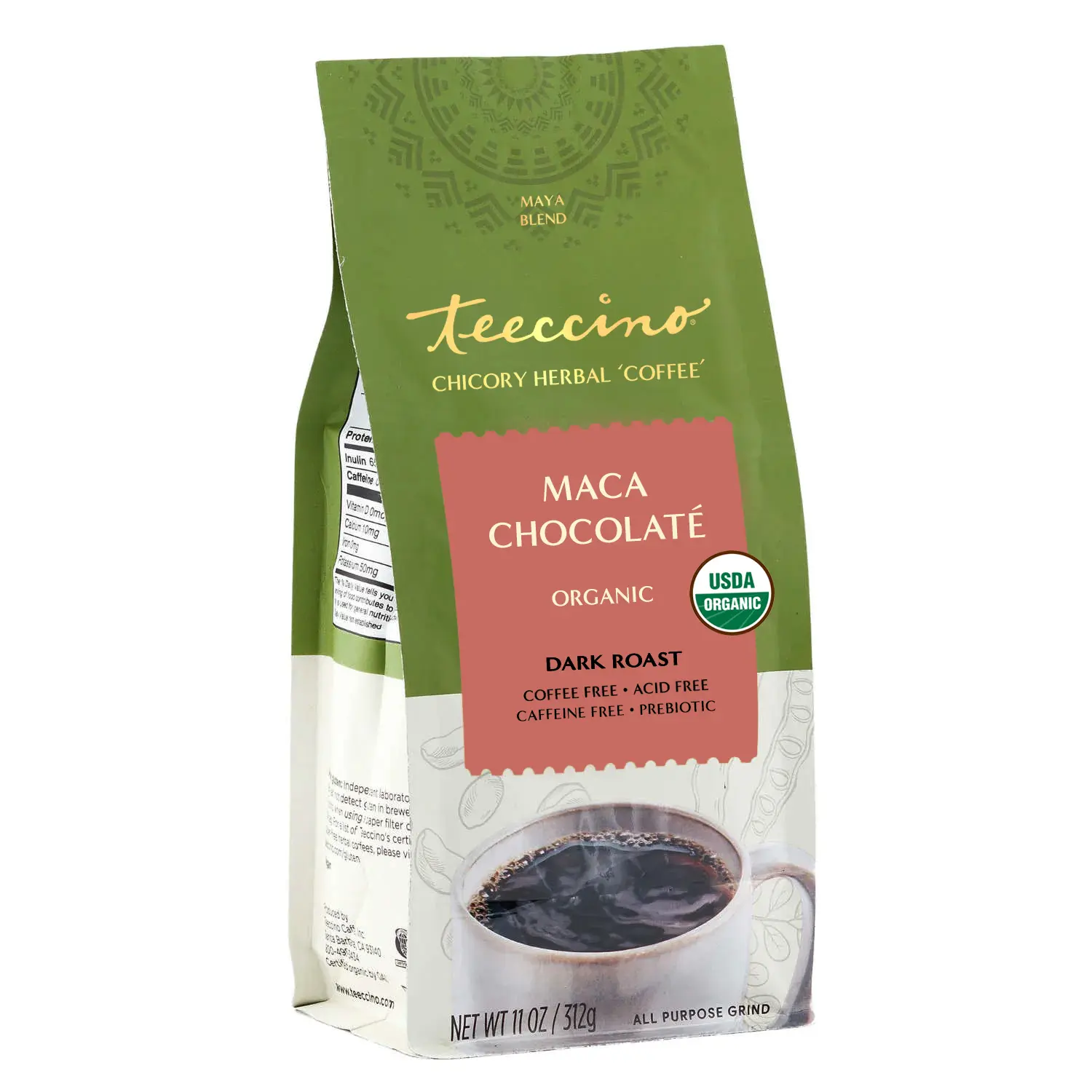 Teeccino Maca Chocolate Chicory Herbal Coffee - Organic, Dark Roast, 32 oz (946 g)
