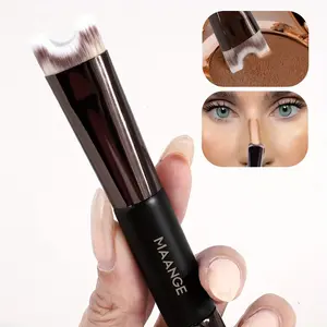 [ABS Plastic Handle Makeup Brush] Dual-Ended Kabuki Makeup Brush for Loose Powder and Nose Contouring - Wand Form, Nylon Bristles, All Skin Types, Unscented, Beginner Friendly, Gift for Women - Single Pack