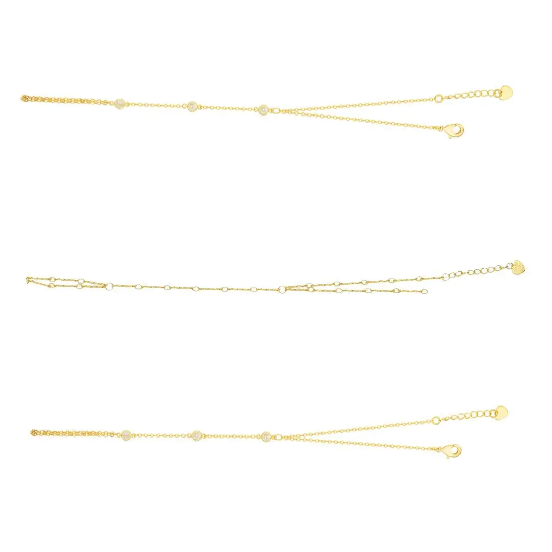 EVRY JEWELS Gold or Silver Plated Women's Hypoallergenic Viral Hand Chain Bundle : 3 Piece Hand Chain Bundle