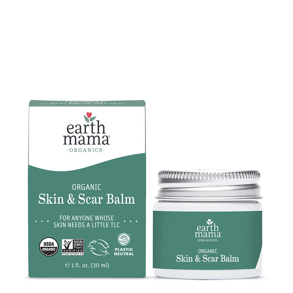 Earth Mama Organic Skin & Scar Balm – USDA Organic Scar Cream – With Organic Jojoba Oil, Tamanu & Gotu Kola