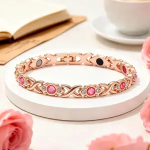 RETRO RIVETS Energy Magnet permanent Bracelets for Women Rose gold bracelets Women's Magnetic Therapy Bangle with Adjustable Wristband healing jewelry- Modern & Stylish Metal Bracelet bracelet for men luck bracelet-Mother's Day Giftfree shipping only