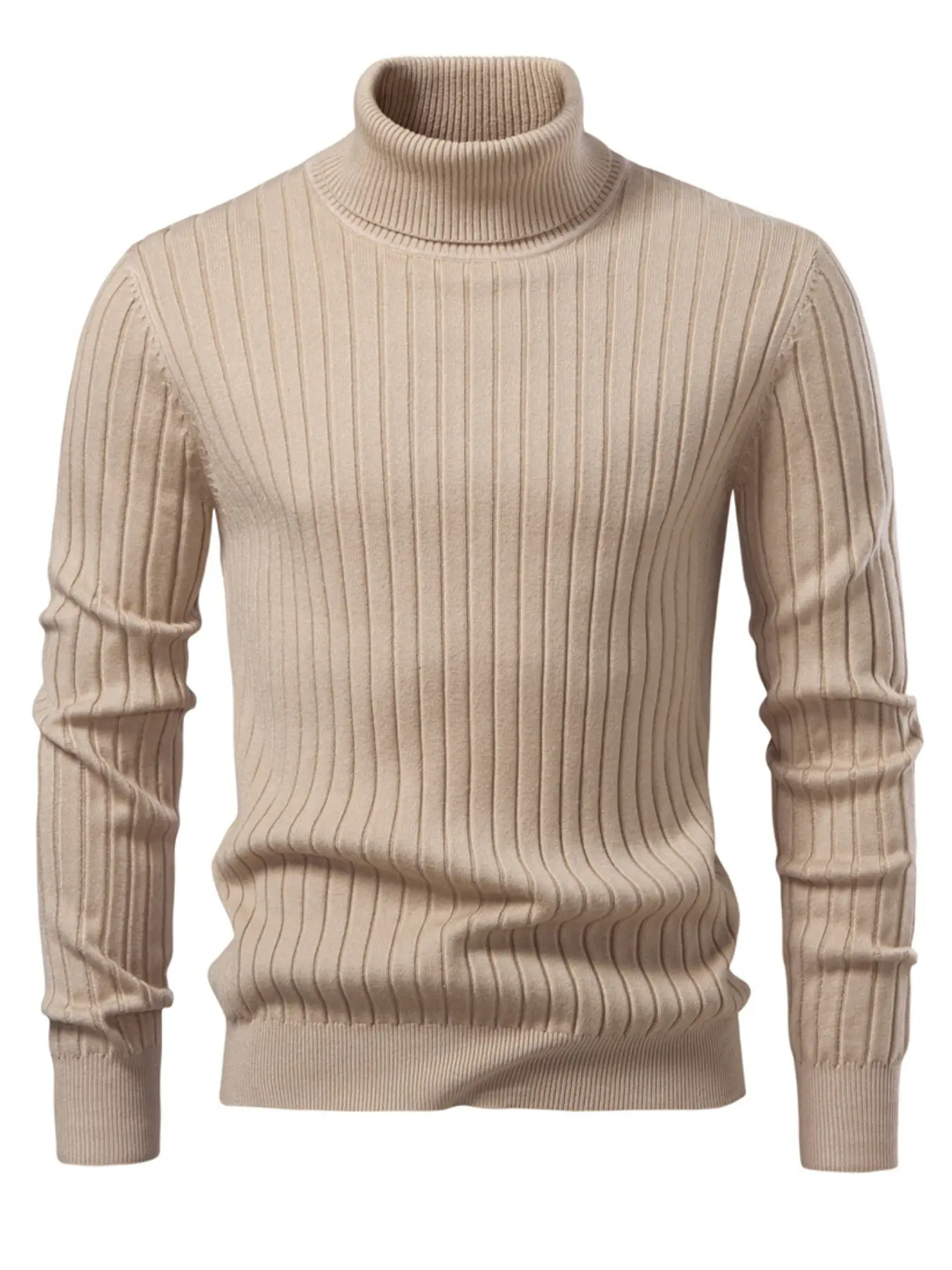 Men's High-Quality Thermal Mock Neck Knitwear Sweater, Long Sleeve, Warm Single Piece Design, Ideal for Cold Weather Comfort & Style