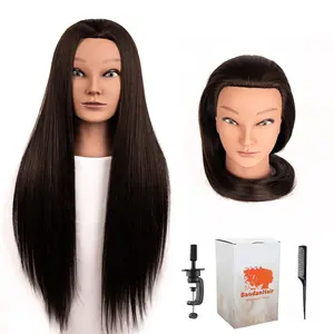 WeiRan 26"-28" Mannequin Head Styling Head Human Hair Cosmetology Manikin Doll Training Head for Hairdresser Practice Braiding Free Clamp Holder and Comb