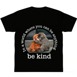 be kind Punch Monkey and plushie mother Cotton Graphic Shirt Tee Baby Monkey Plush Top Mothers Day Animal Lover Mother Gift Cute Cozy Mom y2k Top Trending
