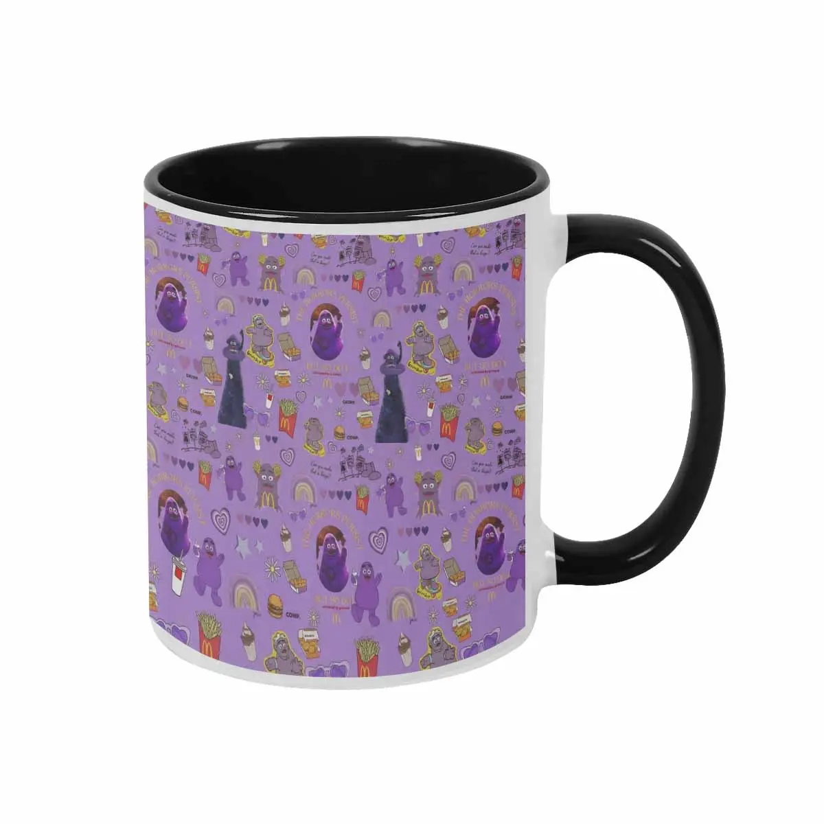 Grimace Theme Ceramic Coffee Mug (11oz/15oz) - Halloween Cartoon Fast Food Pattern, Colorful Cute Durable Washable Drink Cup for Office, Home, Coffee Lovers Gifts
