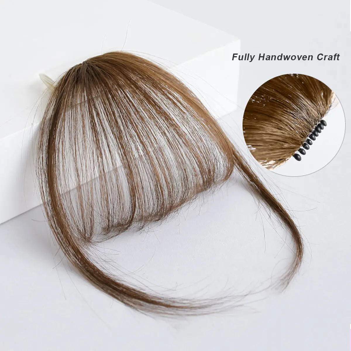 Women's Synthetic Clip-in Curtain Bangs - Natural Wispy Curved Hairpiece, No Glue Fringe Extension with Mini Elastic BB Clips, Hair Matching Skin Tone for Versatile Styling, Mini Elastic Clips