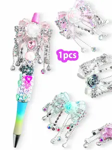 1pcs Creative Fringe Bow Flower Pendant, Handmade Birthday Gift, Suitable for Beaded Pens, Phone Chains, Keychains, Indoor Decor, Car Hanging, Stylish Playful Charm, Diy Jewelry Accessories, Diy Craft Embellishments