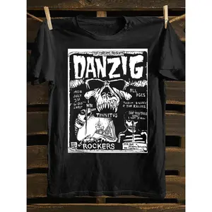 Vintage Cotton Danzig Punk Rock Band T Shirt Comfortable Stylish Casual All Match Durable and Washable