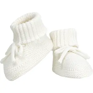 Unisex Baby Knit Booties, Cozy Warm Breathable Soft Soled Shoes, 0-3 Months Walking Shoes for Babies with Bow Tie, First Walkers for Infants