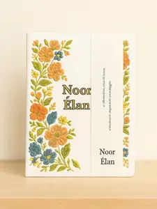 Noor Élan Élan Grace Luxury Embroidered Journal with Delicate Botanical Detailing Soft Ivory Cover for Journaling Planning or Gifting