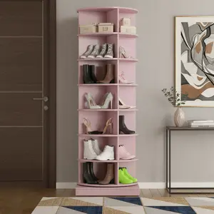 7 Tier Rotating Shoe Rack Tower Organiser, Spinning Shoe Display Lazy Susan, Revolving 360 Shoe Rack Storage Round Carousel, Vertical Handbag Rotate Shoes Closet Organization