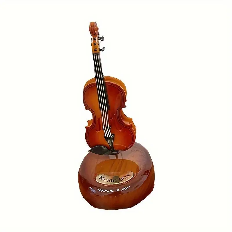 Traditional Plastic Musical Box Set - 8.27x3.94in Violin, 8.27x3.94in Guitar, Golden-Accent Lute - Home Decor Statue Figurine, Gift for Classical Music Lovers, Violin Music Box (8.27inch*3.94inch)