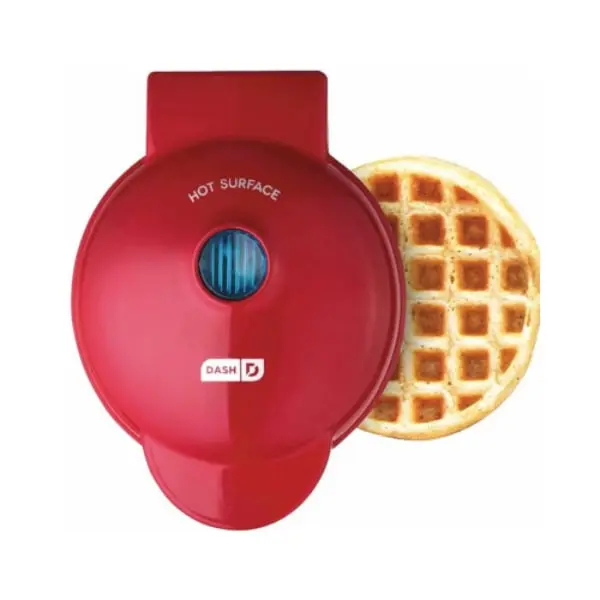 Storebound 140377 4 in. Mini Waffle Maker - Red, Kids-Friendly, Miniature, 1.5 lbs, Heat Resistant, Double-Sided Heating