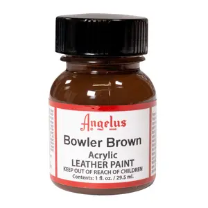 Angelus Bowler Brown Acrylic Leather Paint - Custom Shoe Paint, Leather Shoes, Leather Project Supplies