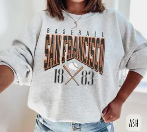 Vintage San Francisco Baseball Sweatshirt San Francisco Baseball SF Sports Fan Shirt Retro Bay Area Crewneck Baseball