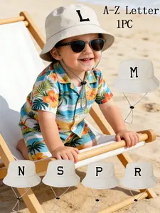 1PC Infant Fisherman Hat A-Z Letters, Unisex Kids Sun Protection Cap, Sun Bonnets, Outdoor Panama Hat for Babies 0-2 Years, Casual Daily Use