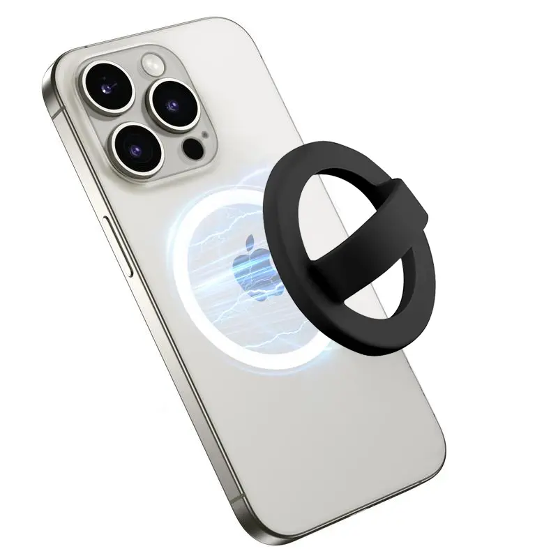 Xcimnw Heavy Duty Anti-Slip Magnetic Smartphone Grip Mount - Detachable Rotating Thin Silicone Finger Loop, Portable Comfortable, Easy Install/Remove, MagSafe Attachment, Hands-Free Cellphone Accessory for iPhone 17/16/15/14/13/12 Series