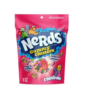 Nerds Gummy Clusters Candy Rainbow 8 oz Bag Sweet & Gummy Inside Tangy Crunchy Outside Recloseable Bag Bonbon Classic Treat