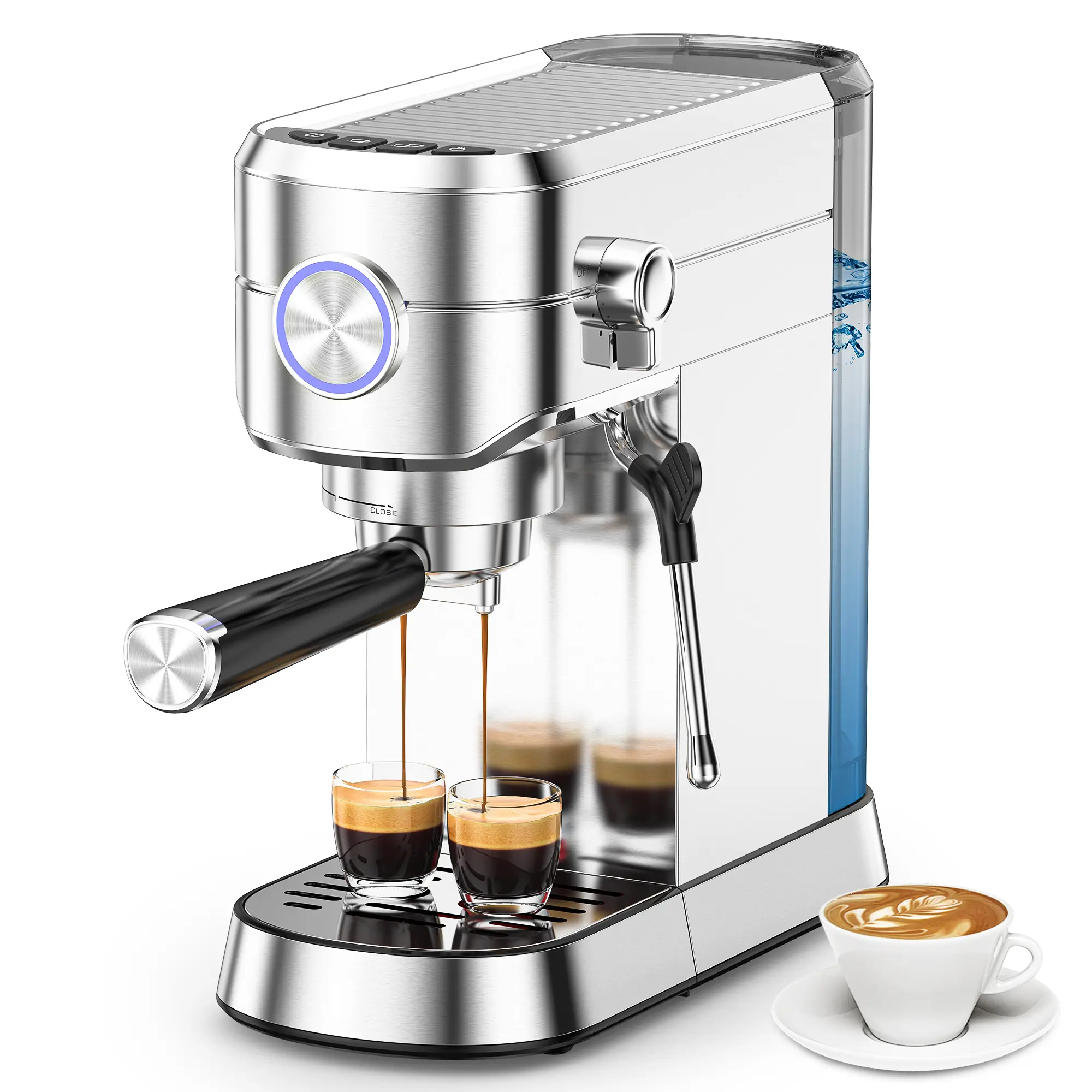 【DFYD】COWSAR 20 Bar Espresso Machine, Professional Espresso Maker with Milk Frother Steam Wand, Compact Stainless Steel Coffee Machine with 40.5oz Removable Water Tank for Cappuccino, Latte