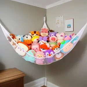 1 Multifunctional Plush Toy Hammock Organizer – Wall-mounted mesh bag, suitable for storing plush toys – Space-saving home decor, ideal for bedrooms, perfect for Easter and Mother’s Day (white, pink, and black). Bedroom organization, decorative wall hang